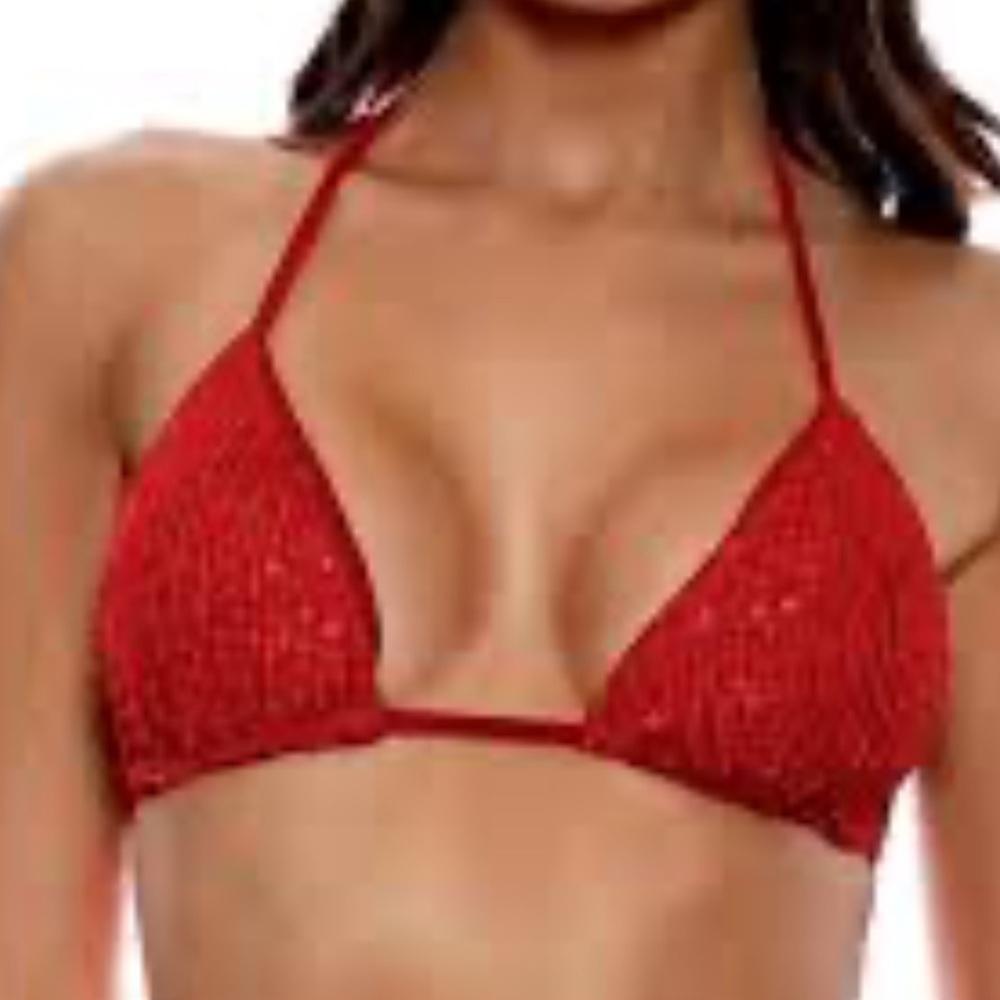 Sequin Sparkly Bikini Tops Glitter Triangle Bathing Suit top